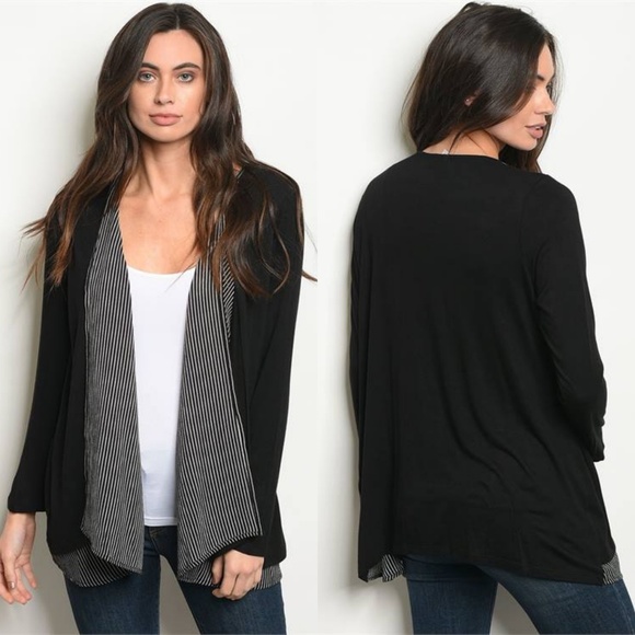 COLBY STRIPED OPEN FRONT CARDIGAN - Picture 3 of 3